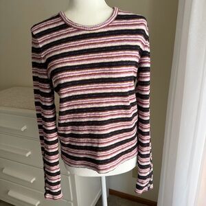 Madewell Elsie Button Sleeve Striped Tee Size M (EUC!)